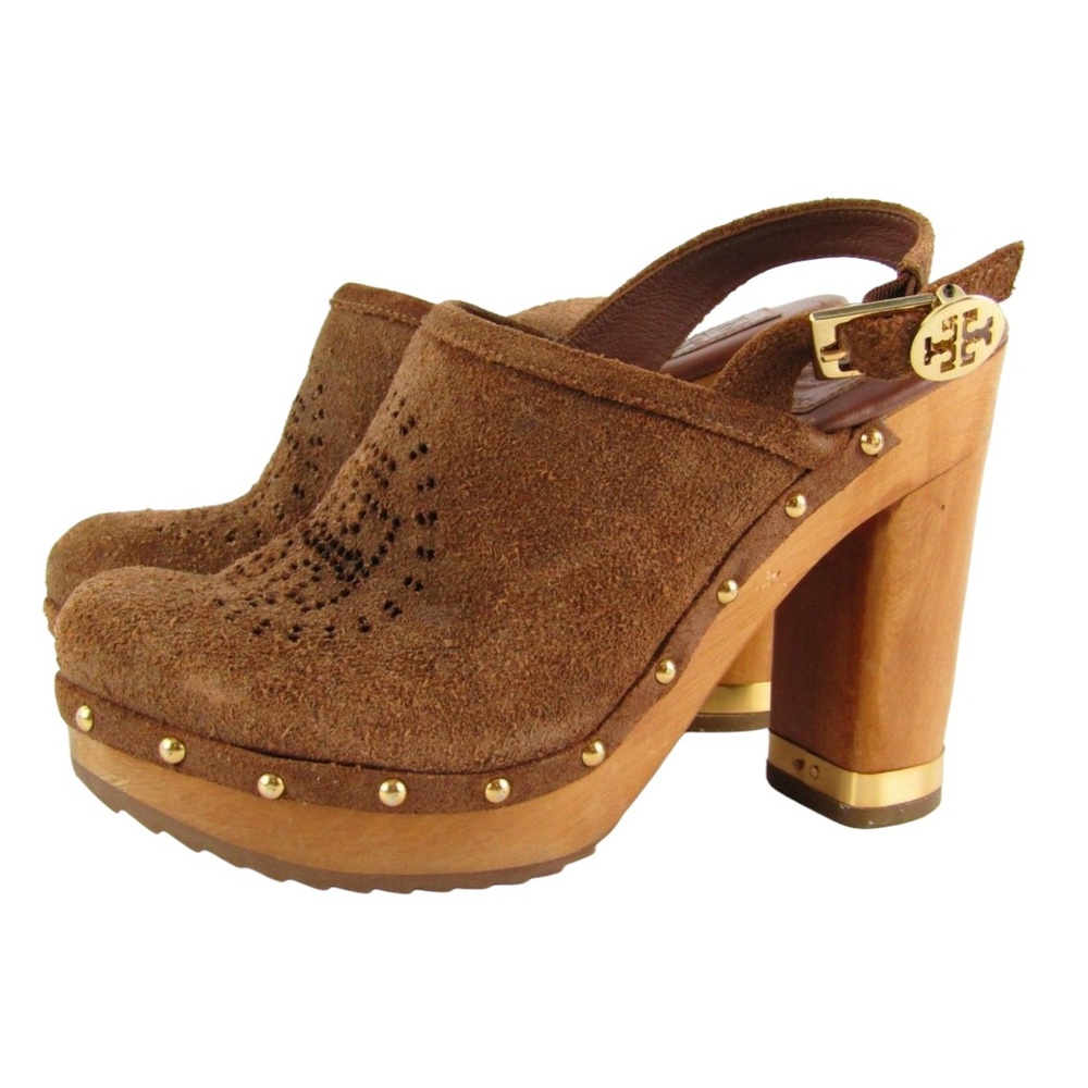 Tory Burch Brown Suede Platform Clogs